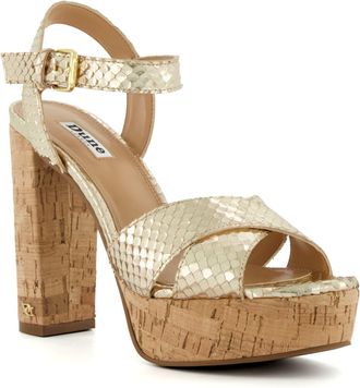Dune London Womens Ladies Jealous - Cork-Platform Sandals - Gold Leather (archived) - Size UK 8