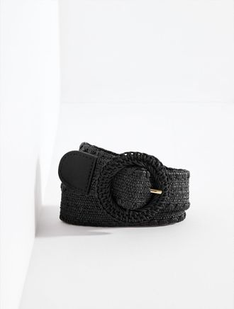 Talbots Stretch Raffia Belt - Black - Medium Talbots