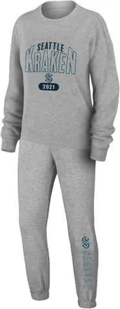 WEAR by Erin Andrews Womens WEAR by Erin Andrews Heather Gray Seattle Kraken Knit Long Sleeve Tri-Blend T-Shirt & Pants Sleep Set at Nordstrom, Size X-Large