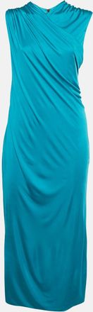 Versace Blue Jersey Ruched Bodycon