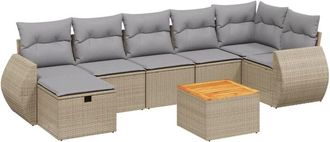 vidaXL Juego De Sof&aacute;s Jard&iacute;n Con Cojines Beige Mezcla 8 Pzas Rat&aacute;n Pe Vidaxl