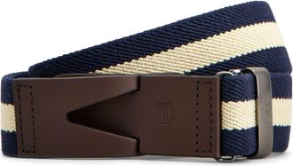 Tod's striped snap-buckle belt - men - Fabric/Leather - 110 - Blue