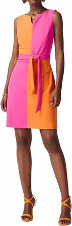 Joseph Ribkoff Color Block Dress In Ultra Pink / Mandarin