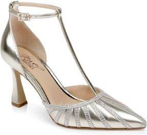 Badgley Mischka Faithlyn T-Strap Pointed Toe Pump in Gold Metallic at Nordstrom Rack, Size 8.5