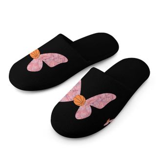 Generic Butterflies Banknotes Basketball Mens House Slippers Slip Indoor Slipper On Shoes Warm Outdoor