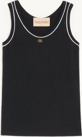 Valentino Top In Jersey Di Cotone Donna NERO/BIANCO XL