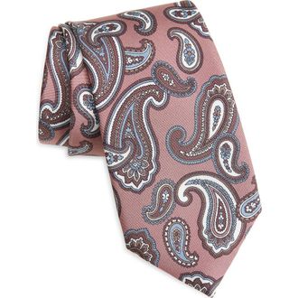 Brioni Crav Paisley Silk Tie in Old Rose/Brown at Nordstrom