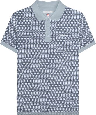 Lambretta Heren AW24 Geometrisch Poloshirt (Schemerig blauw)