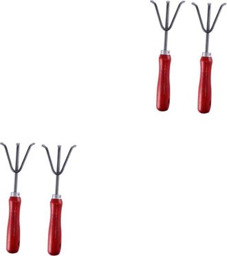 OEM Juego De 4 Rastrillos De Jard&iacute;n De Tres Puntas, Rastrillos Peque&ntilde;os De Jard&iacute;n, Herramientas Para Desherbar, Herramientas De Jardiner&iacute;a, Pinzas De Jard