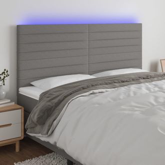 vidaXL Cabecero Con Luces Led Tela Gris Oscuro 160x5x118/128 Cm Vidaxl
