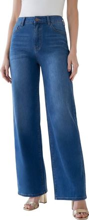 Roaman's Plus Size 360&ordm; Stretch 5 Pocket Wide Leg Jean in Medium Stonewash at Nordstrom, Size 22