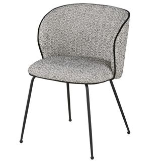 Maisons du monde Silla de poli&eacute;ster reciclado y lino gris con patas de acero negro