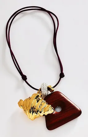 Timeless Pearly Corded Croissant Necklace