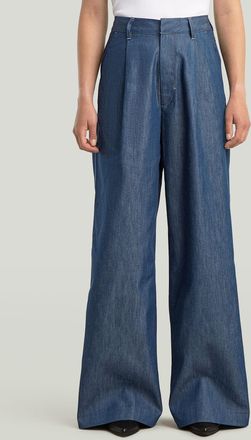 G-Star Womens G-Star RAW Fluid Wide Leg Pants - Navy Cotton - Size 30 (Waist)