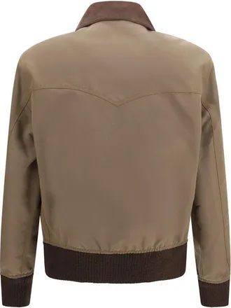 Prada Mens Brown Cotton Full-Length Jacket Clothing