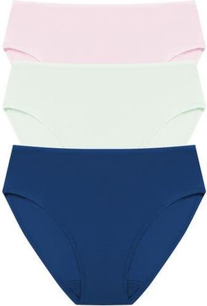 Natori Bliss Bare Cotton Hipster 3-Pack in Msty Orchid/iced Mnt/dk Cobalt at Nordstrom, Size Xx-Large