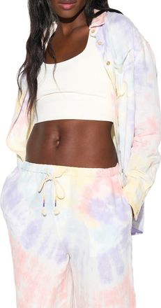 Spiritual Gangster Beaudry Embroidered Linen Blend Button-Up Shirt in Wisteria Multi at Nordstrom Rack, Size X-Small