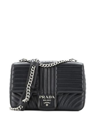 Prada Chain Flap Diagramme Quilted Leather Large shoulder bag - Black