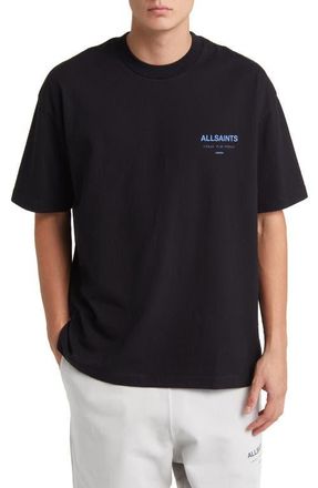 AllSaints Underground Oversize Organic Cotton Graphic T-Shirt in Chameleon /Black at Nordstrom, Size Large R