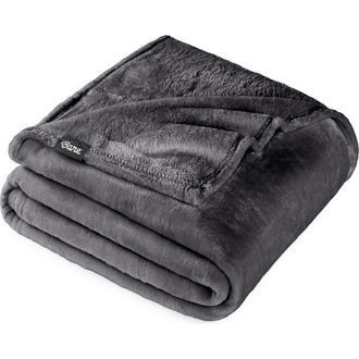 Bare Home Microplush Fleece Blanket in Forged Iron Grey at Nordstrom, Size Full