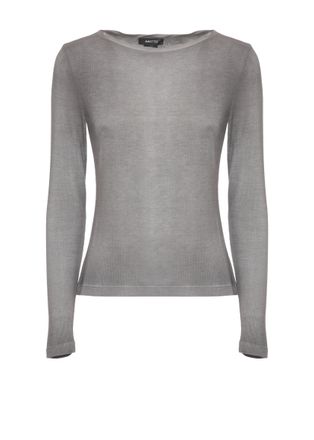Avant Toi Grey Round Neck Silk-Blend Sweater