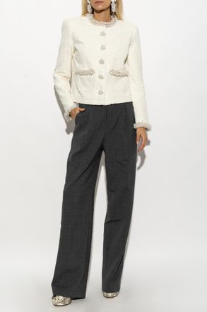 Self Portrait Textured Denim Jacket, Womens, Cream