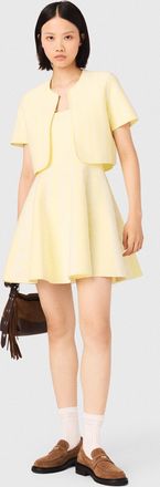 Maje Cropped Fancy Knit Cardigan - Yellow - Maje