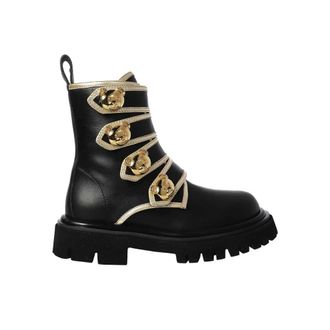Moschino Schoenen, Dames, Zwart, 36 EU, Leer, Leren Enkellaarsjes