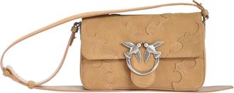 Pinko Birds Appliqu&eacute; Schoudertas - Dames - Schoudertassen - Beige - ONE Size - Katoen - Tassen