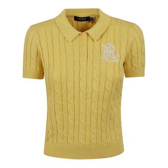Ralph Lauren Truien & Vesten, Dames, Geel, S, Katoen, Natrissa Pullover met Korte Mouwen