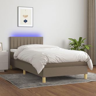 vidaXL Vidaxl - Cama Box Spring Con Colch&oacute;n Led Tela Gris Taupe 100x200 Cm