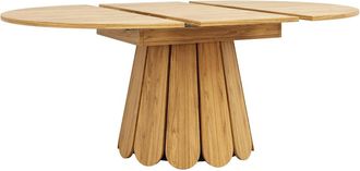 Urban Meuble Mesa de comedor redonda extensible con efecto madera clara
