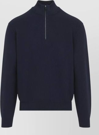 Ralph Lauren Purple Label silk textured knit half zip sweater