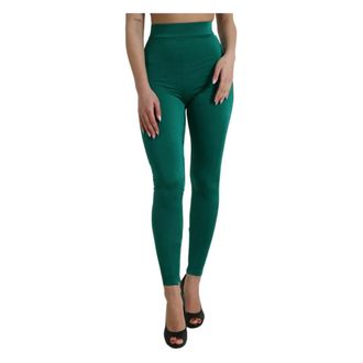 Dolce & Gabbana Leggings, female, Green, Size: S High Waist Leggings Pants