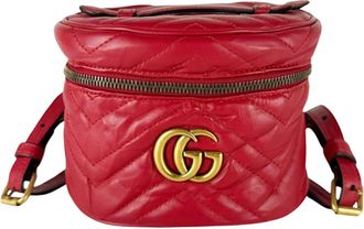 Gucci Red Color Leather Backpack (Pre-Owned)