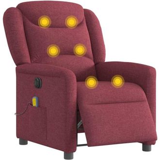 vidaXL Sill&oacute;n De Masaje Reclinable El&eacute;ctrico Tela Rojo Tinto Vidaxl