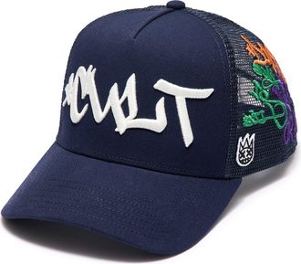 Cult of Individuality Graffiti Logo Trucker Hat in Midnight Blue at Nordstrom