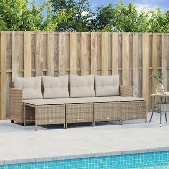 vidaXL Juego De Sof&aacute;s Jard&iacute;n Con Cojines 5 Pzas Rat&aacute;n Sint&eacute;tico Beige Vidaxl