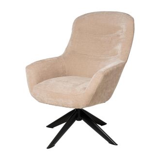 Koketto Home Butaca tapizada beige base metalizada negro