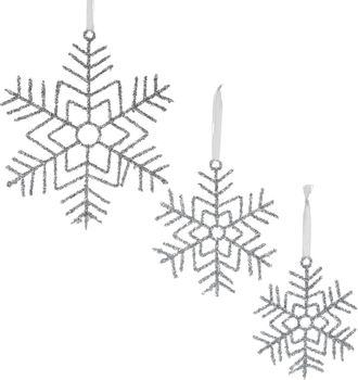 Melrose International Glittered Wire Snowflake Ornament (Set of 12) - Silver