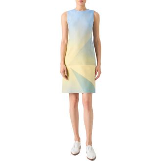 Akris Sunbeam Double Face Silk & Cotton Blend Sheath Dress in Yellow Multi at Nordstrom, Size 12