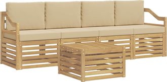 vidaXL Conjunto De Sof&aacute;s De Exterior 5 Uds. Y Beige Poli&eacute;ster Vidaxl