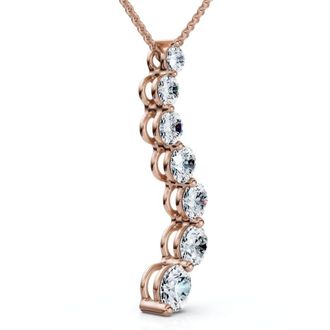 Pompeii3 F/VS 3Ct Diamond Journey Pendant Gold Womens Necklace Lab Grown