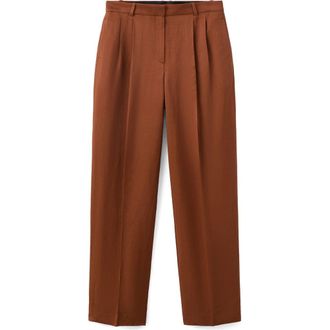 Mango Pleated Straight Leg Pants in Russet at Nordstrom, Size 10