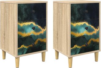 vidaXL Mesa De Noche Wijhe 2 Uds. Roble Sonoma 36 X 33 X 60 Cm Vidaxl