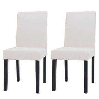 Hhg Nunca Usado] Lote De 2 Sillas De Comedor Littau, Silla De Cocina Respaldo Alto, Tela/textil Cuerda Madera, Crema, Patas Oscuras