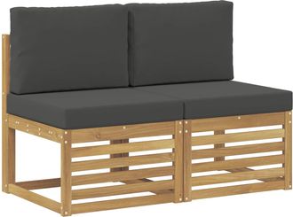 vidaXL 2 Pieza Sof&aacute; Intermedio De Exterior Madera De Acacia S&oacute;lida Vidaxl