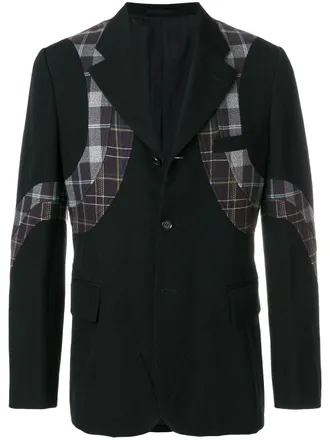 Comme Des Garçons plaid appliqué blazer - Nero