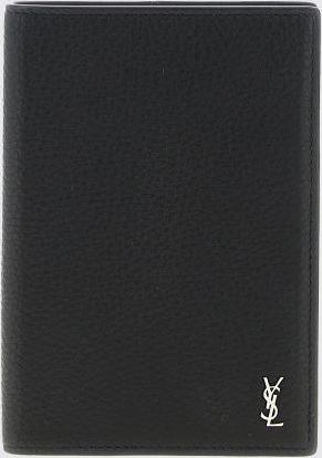 Saint Laurent Portapassaporto Tiny Cassandre in pelle martellata