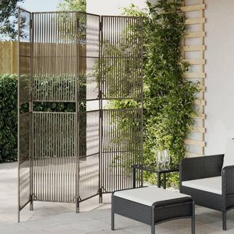 vidaXL Biombo De 4 Paneles Rat&aacute;n Sint&eacute;tico Gris Vidaxl